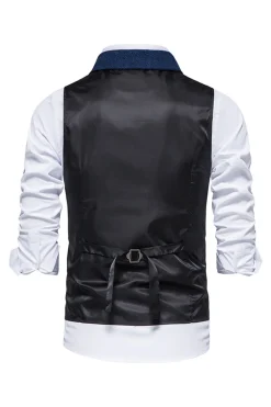Colete de terno masculino marinha peito único