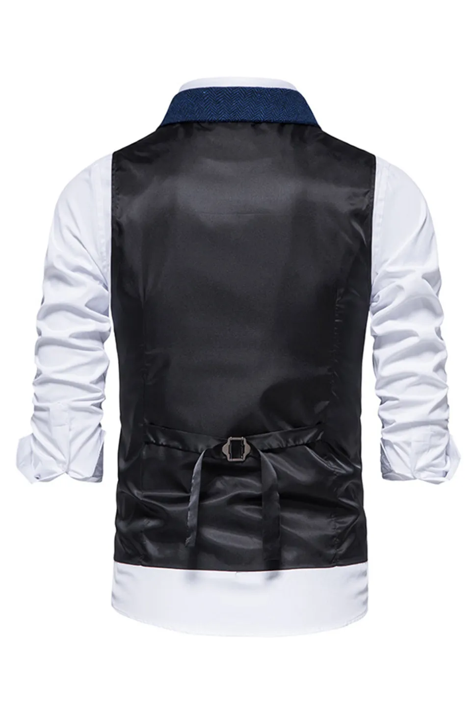 Colete de terno masculino marinha peito único