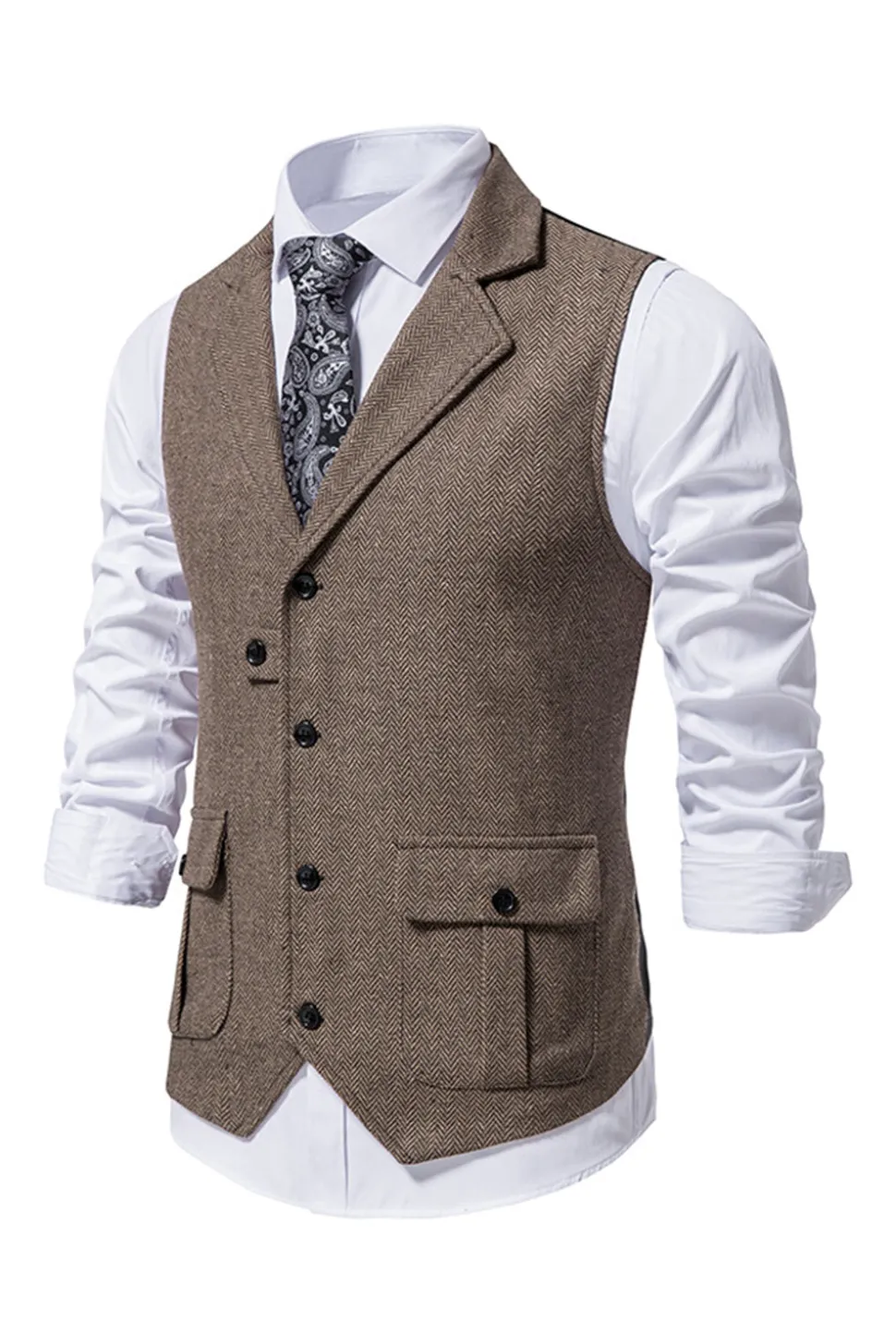 Colete de terno masculino marinha peito único