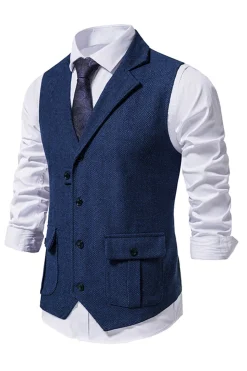 Colete de terno masculino marinha peito único
