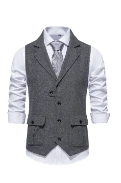 Colete de terno masculino marinha peito único