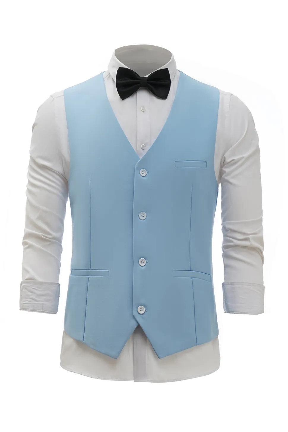 Colete de terno masculino azul claro
