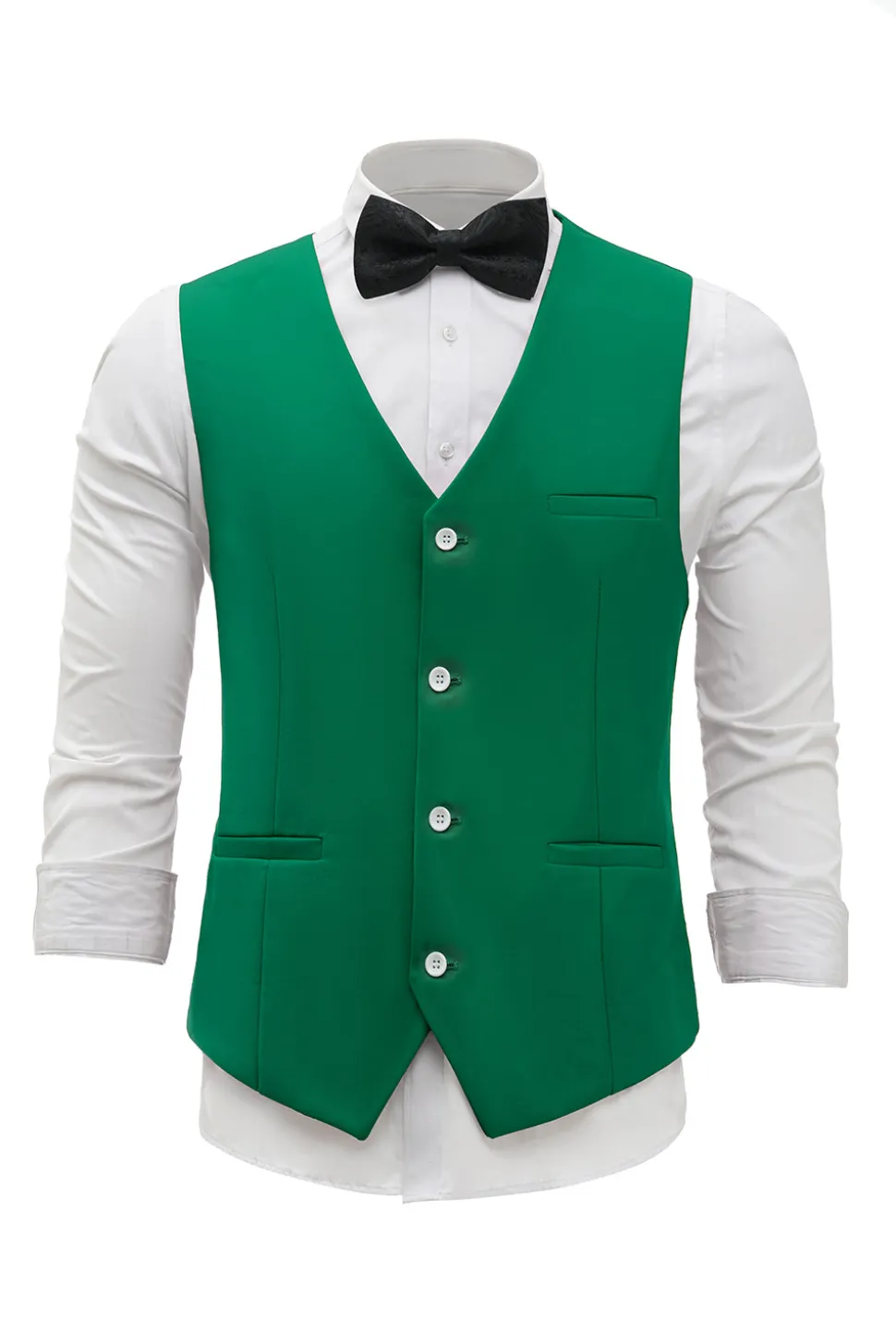 Colete de terno masculino peito único verde
