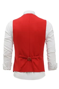 Colete de terno masculino peito único vermelho