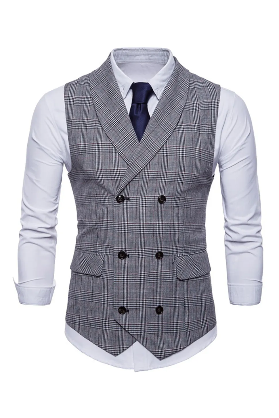 Colete de terno masculino duplo peito cinza