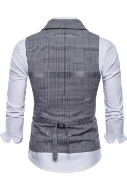 Colete de terno masculino duplo peito cinza