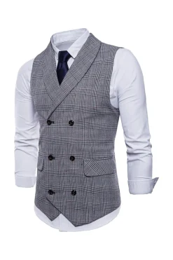 Colete de terno masculino duplo peito cinza