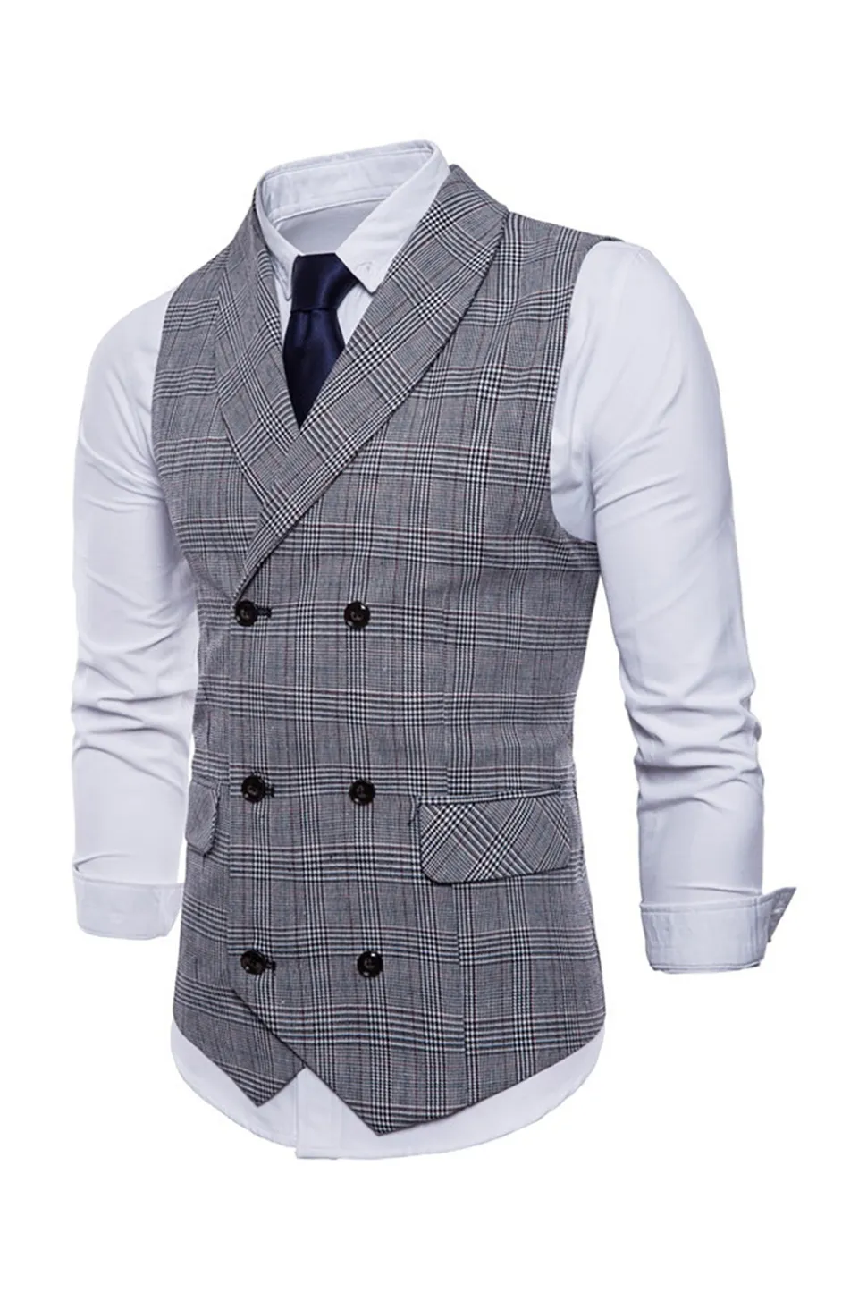 Colete de terno masculino duplo peito cinza