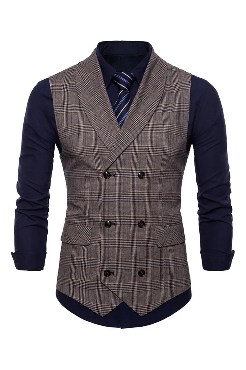 Colete de terno masculino duplo peito cinza