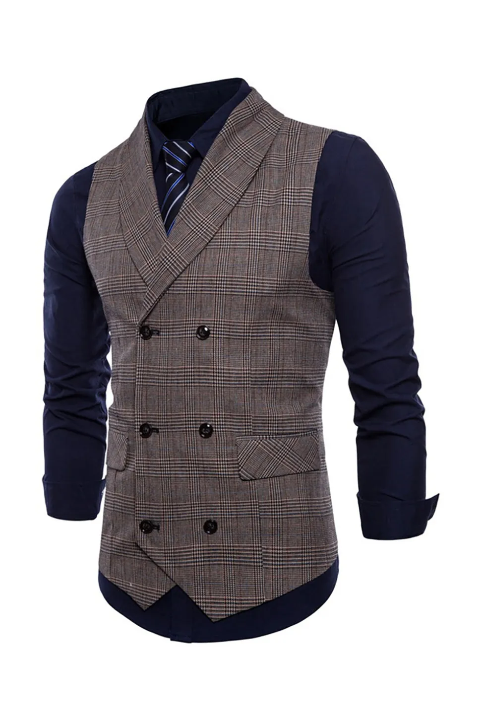 Colete de terno masculino duplo peito cinza