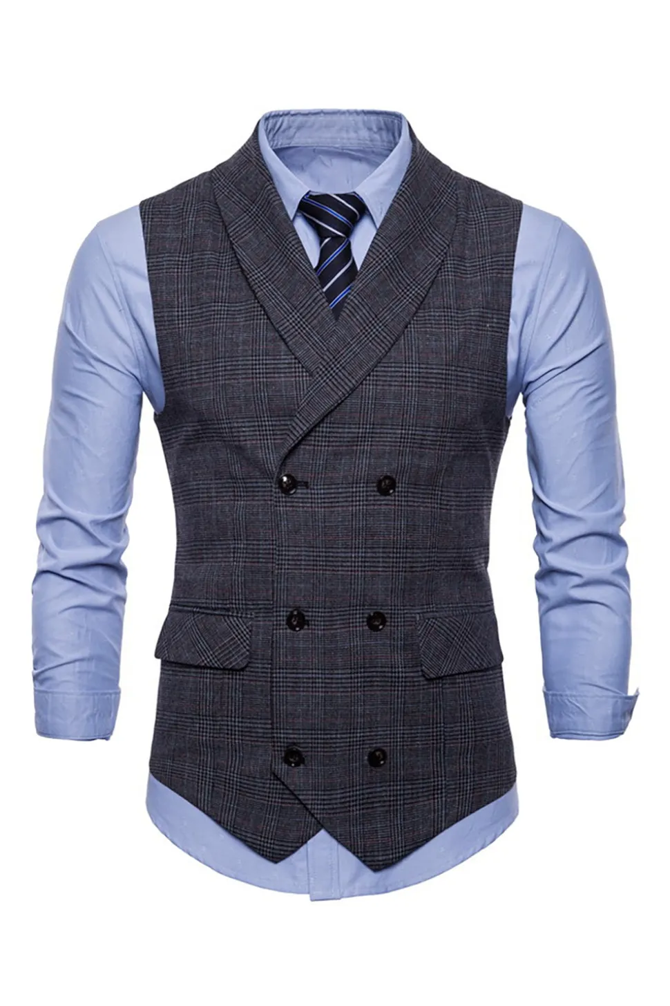 Colete de terno masculino duplo peito cinza