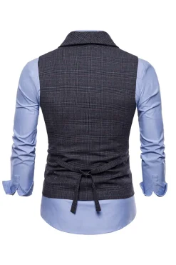 Colete de terno masculino duplo peito cinza