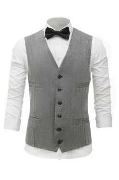 Colete de terno masculino peito único cinza