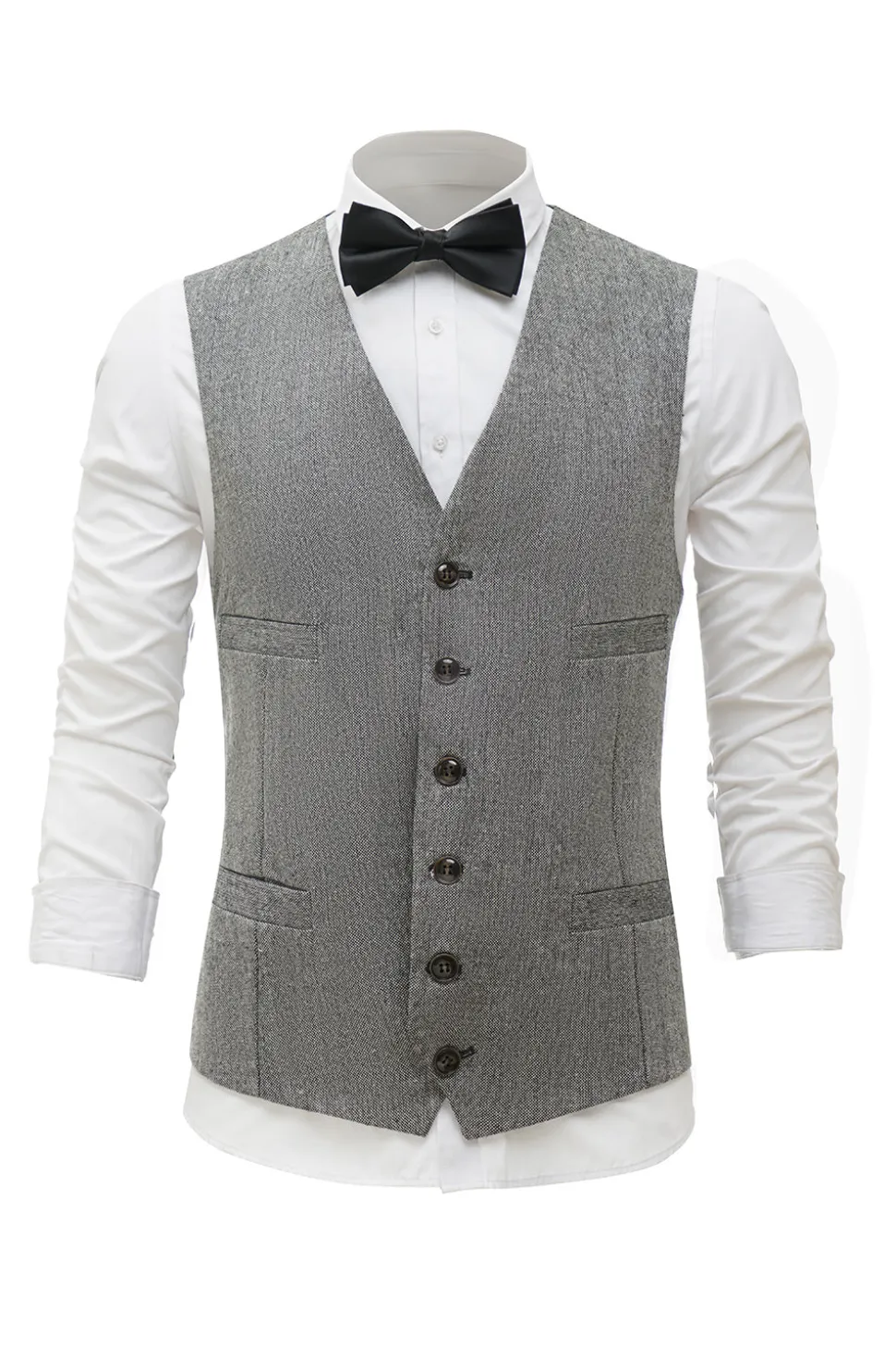 Colete de terno masculino peito único cinza