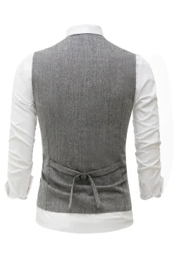 Colete de terno masculino peito único cinza