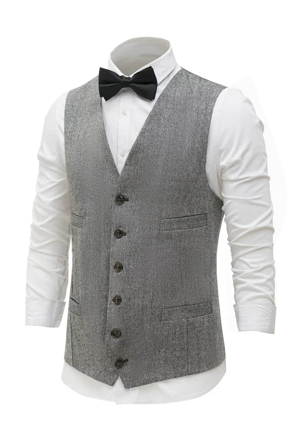 Colete de terno masculino peito único cinza