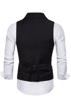 Colete de terno masculino duplo peito preto