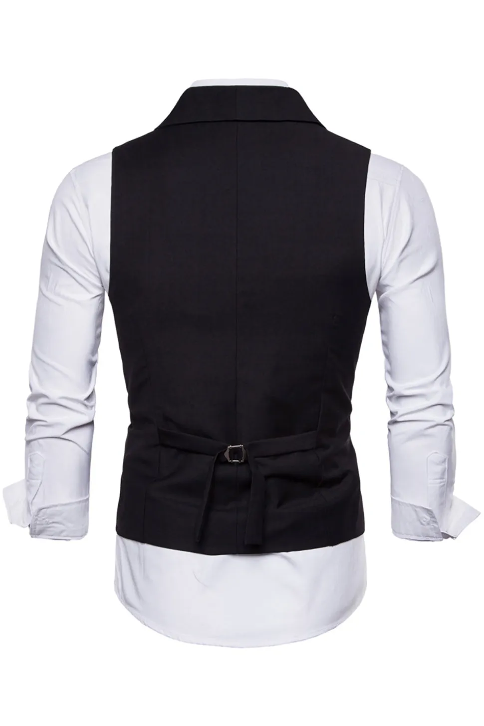 Colete de terno masculino duplo peito preto