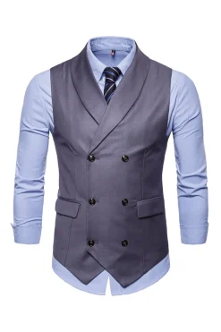 Colete de terno masculino duplo peito preto