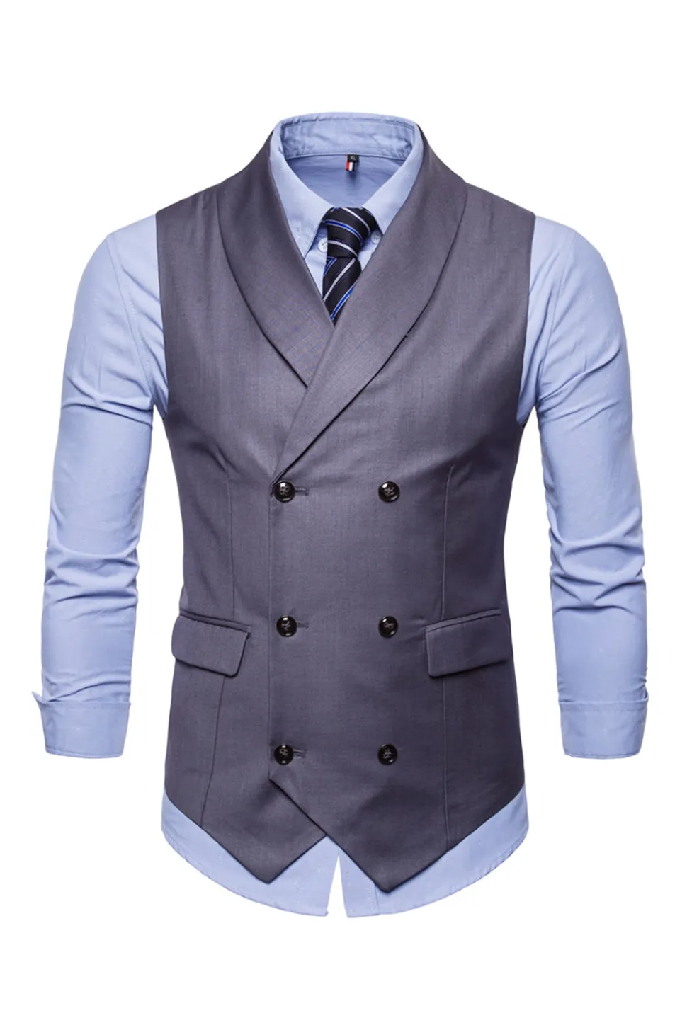 Colete de terno masculino duplo peito preto