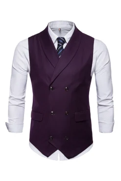 Colete de terno masculino duplo peito preto