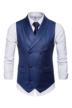 Colete de terno masculino duplo peito preto