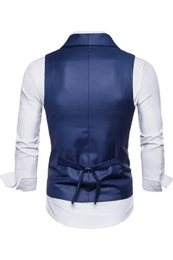 Colete de terno masculino duplo peito preto