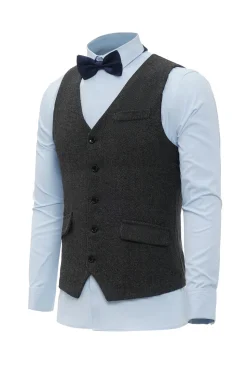 Colete de terno masculino preto