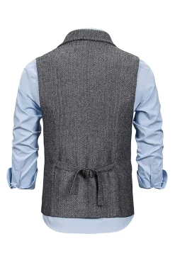 Colete Masculino de Lapela Cinzento com Conjunto de Acessórios