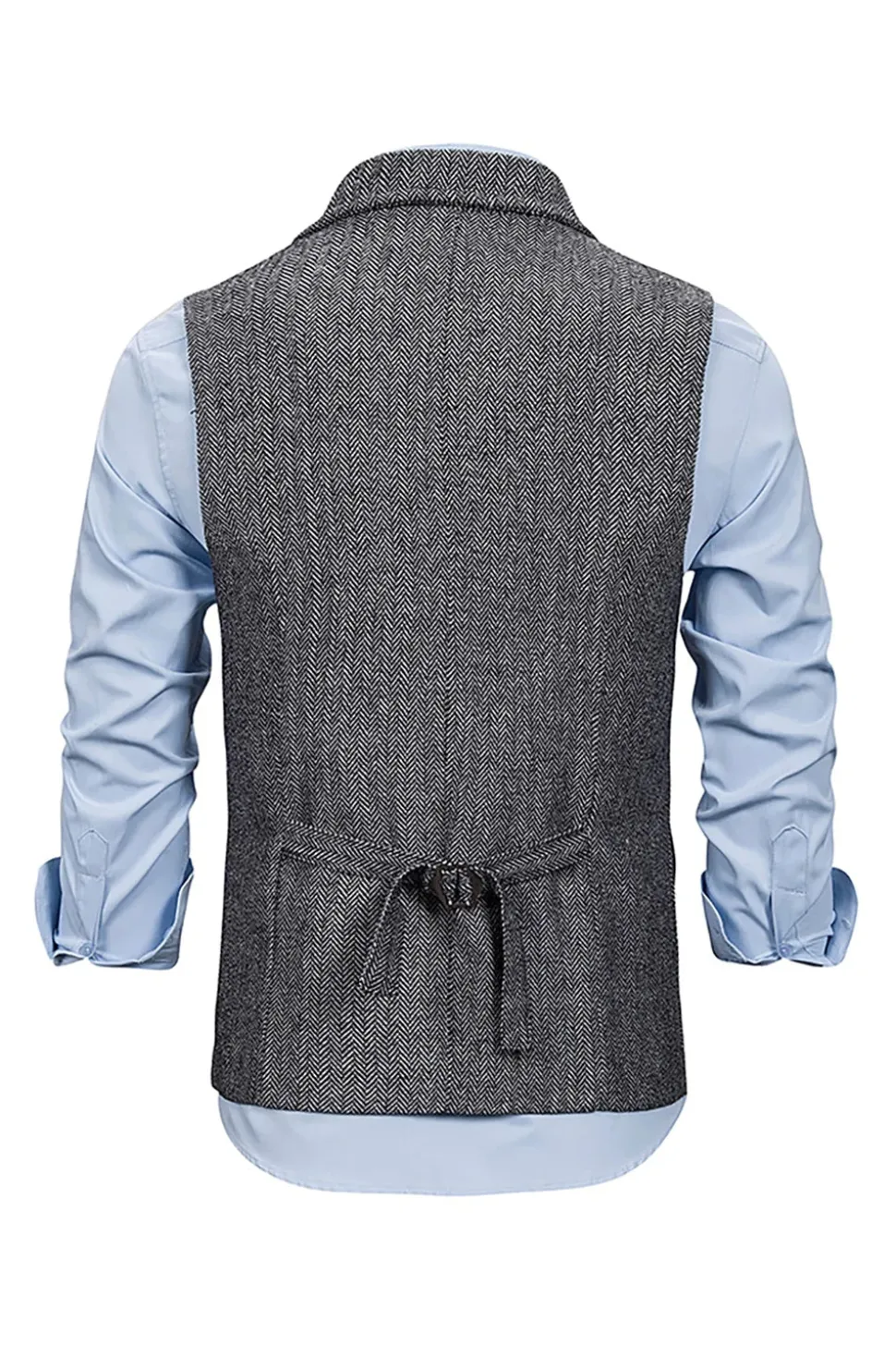 Colete Masculino de Lapela Cinzento com Conjunto de Acessórios