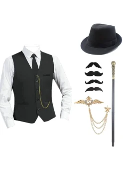 Colete Masculino Preto com Conjunto de Acessórios