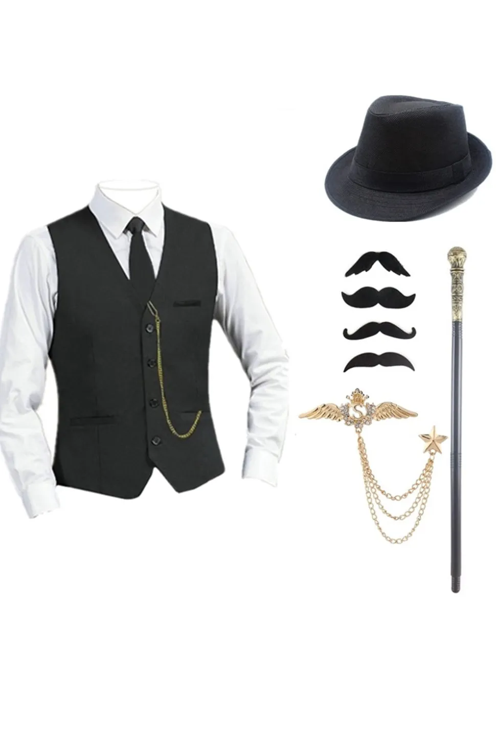 Colete Masculino Preto com Conjunto de Acessórios