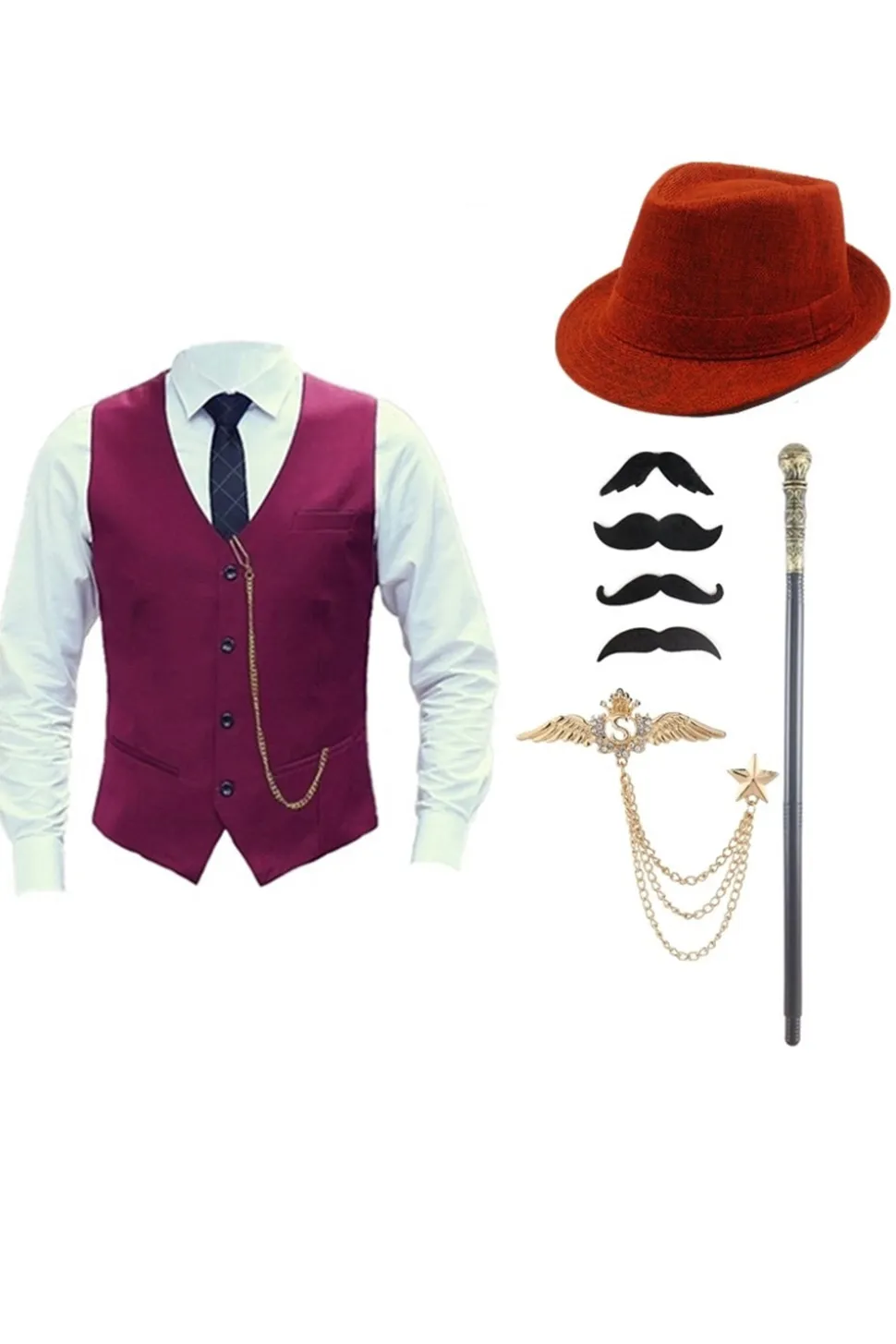 Colete Masculino Preto com Conjunto de Acessórios