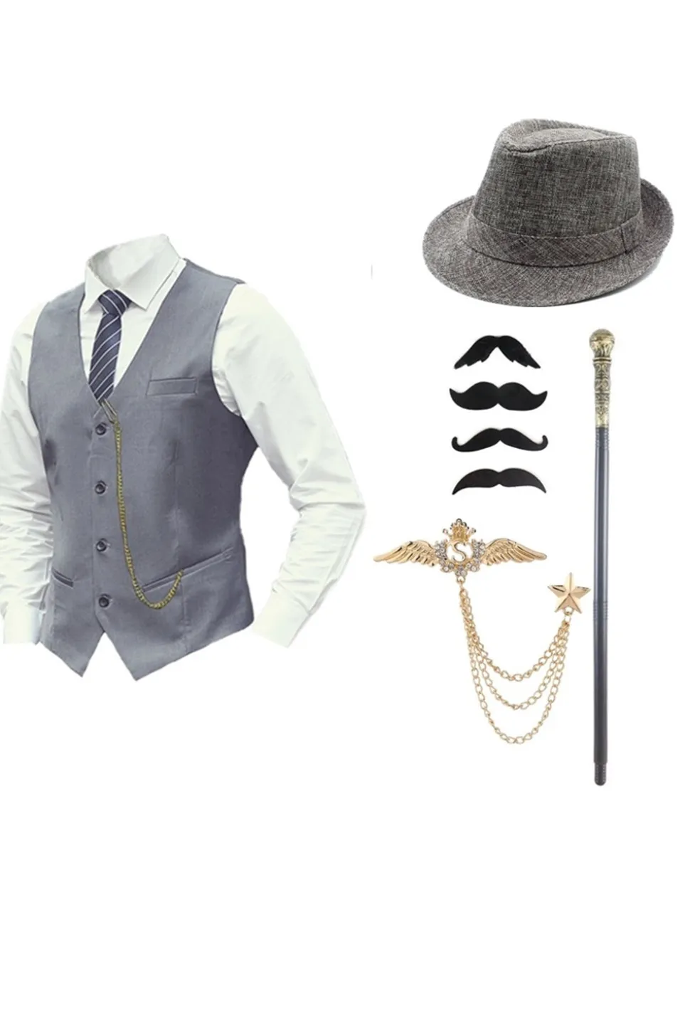 Colete Masculino Preto com Conjunto de Acessórios