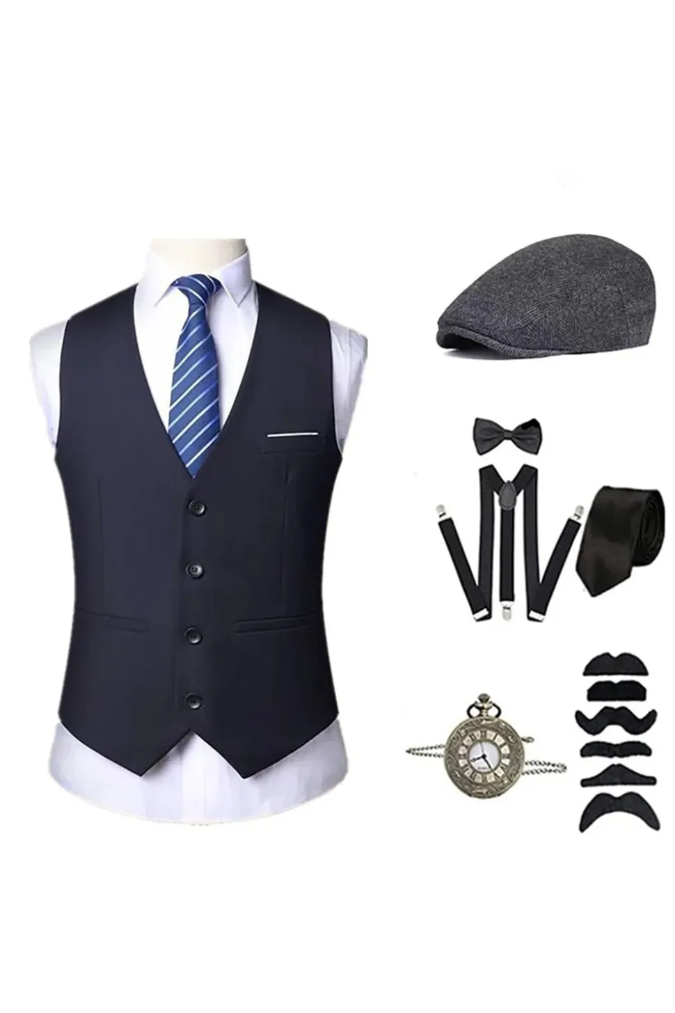 Colete Masculino Preto com Conjunto de Acessórios