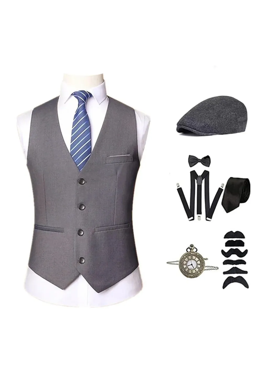 Colete Masculino Preto com Conjunto de Acessórios
