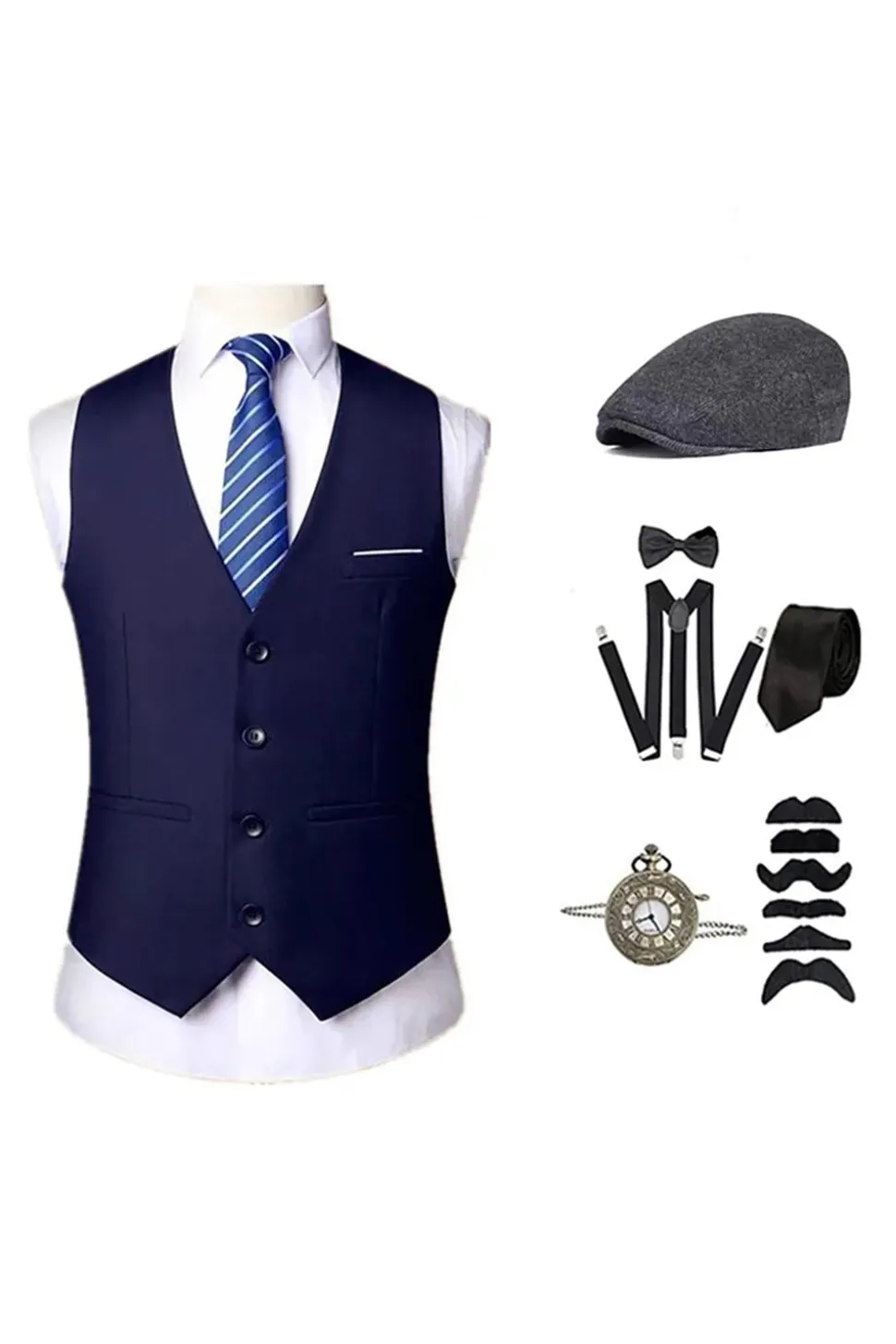 Colete Masculino Preto com Conjunto de Acessórios