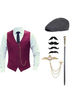 Colete Masculino Preto Um Peito com Conjunto de Acessórios