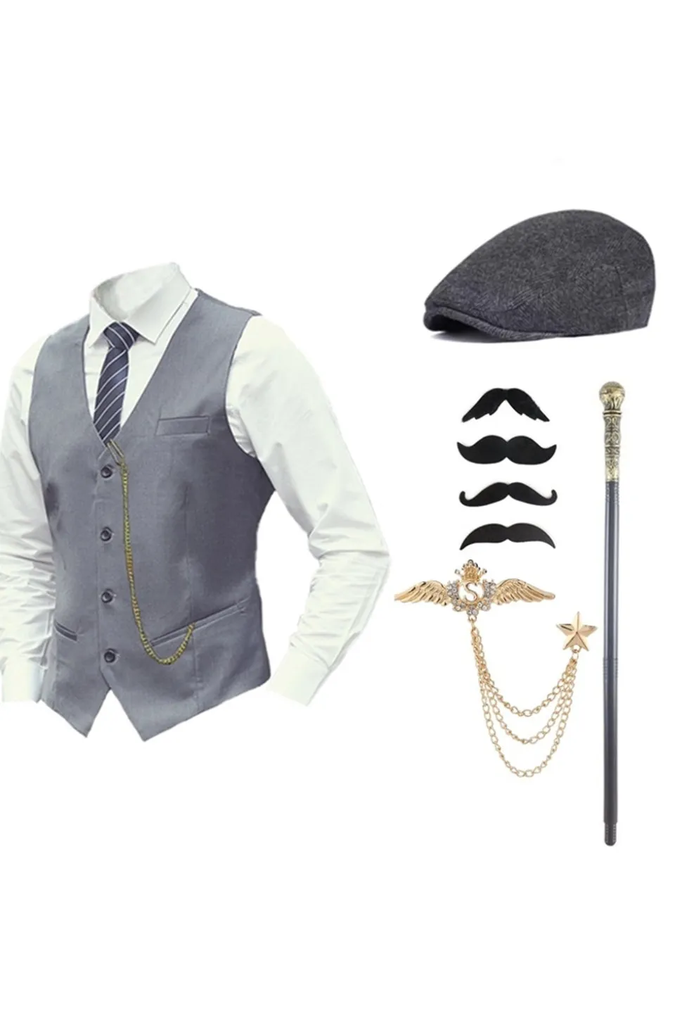 Colete Masculino Preto Um Peito com Conjunto de Acessórios