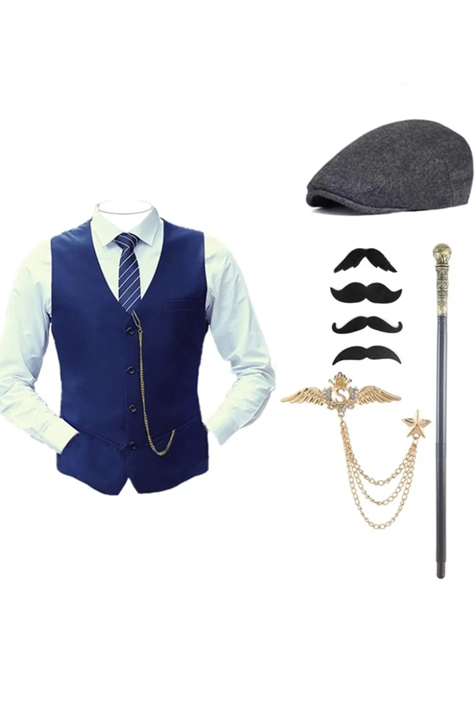 Colete Masculino Preto Um Peito com Conjunto de Acessórios