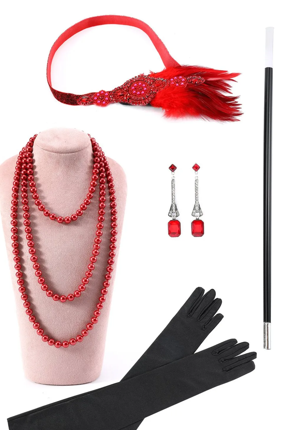 Conjunto de acessórios de fantasia de 1920 para mulheres