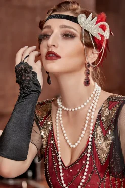 Conjunto de acessórios de traje vermelho de 1920