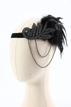 Conjunto de acessórios pretos flapper de 1920