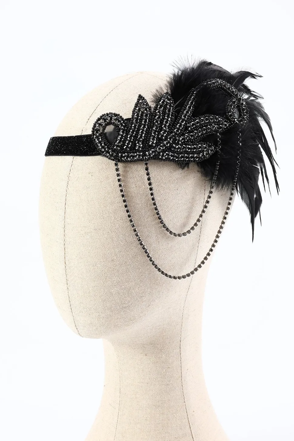 Conjunto de acessórios pretos flapper de 1920