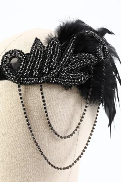 Conjunto de acessórios pretos flapper de 1920