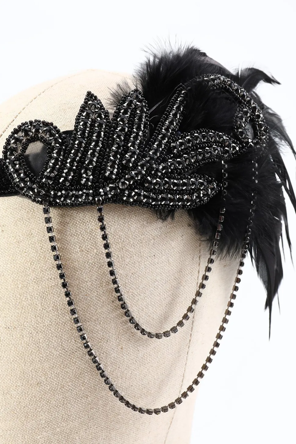 Conjunto de acessórios pretos flapper de 1920