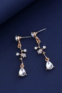 Conjunto de brinco de colar de noiva dourado para casamento