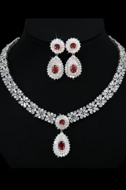 Conjunto de joias de colar de cristal azul real
