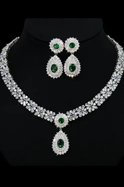 Conjunto de joias de colar de cristal azul real