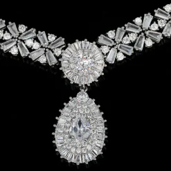 Conjunto de joias de colar de cristal azul real